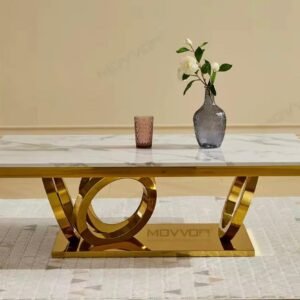 VICTORIAN GOLD RECTANGLE MARBLE TOP 4-RING