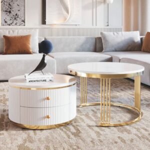VIRESCENT WHITE ROUND COFFEE TABLE